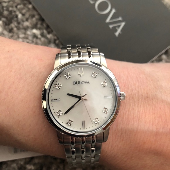 NWT Bulova Women’s Diamond Steel Watch w/ box